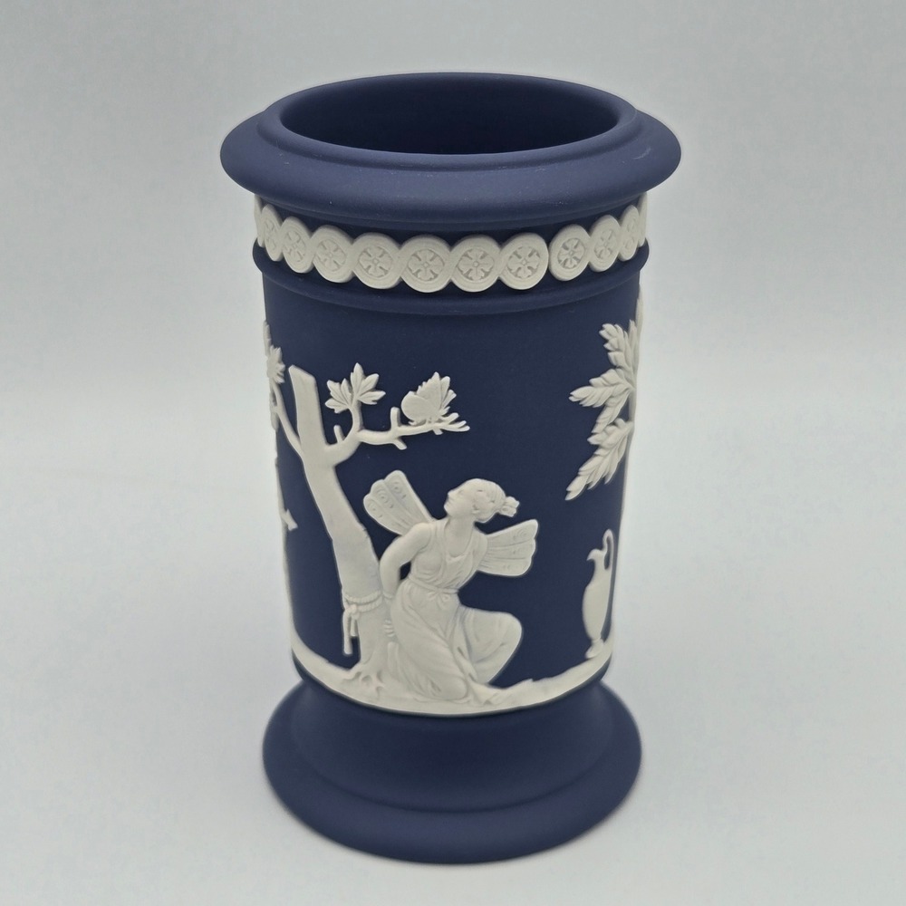 Vintage Wedgwood Jasperware Apollo Small Vase Portland Blue Made in England
